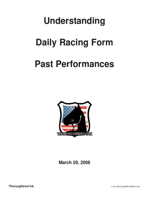 Understanding Daily Racing Form Past Performances.